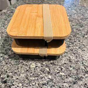 Bamboo Lid Storage Box with Black Base